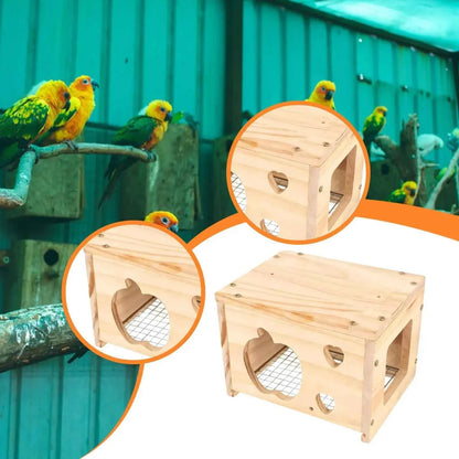 Bird House Wood Nesting Box Parrot Hideaway Rest Hut Cage Decor Accessory for Budgies Cockatiel Indoor Aviary