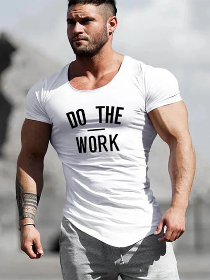 Mens Running Sport Slim Fit T-shirts Summer Cool Cotton Breathable Short Sleeve Clothing Gym Bodybuilding Fitness Muscle Shirts