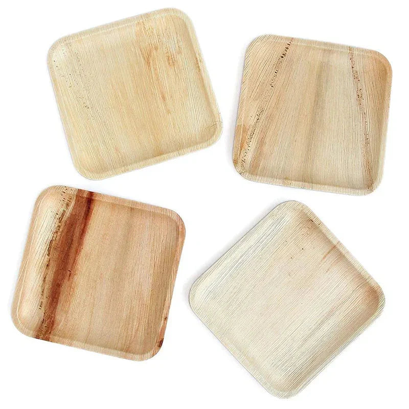 25PCS 6in/8in/10in Disposable Palm Leaf Plate Square Dessert Plates Eco-friendly Bamboo Like Plates Wedding Party Birthday