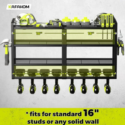 4 Layer Heavy Duty Metal Power Tool Storage Rack,Garage Tool Organizer and Storage with Screwdriver Holder Holder/Hammer Holder
