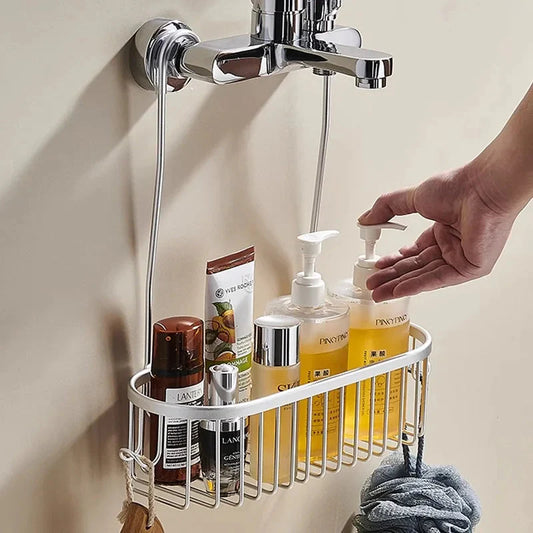 Aluminium Bathroom Shelf Without Drilling Shower Shelf Shelves Shampoo Holder Basket Storage Organizer Bathroom Accessories