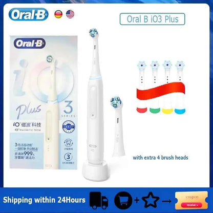 Oral B iO3 Plus Electric Toothrush IO Magnetic TECH Rechargeable 3 Cleaning Modes Dental Care iO Series 3 Smart Tooth Brush