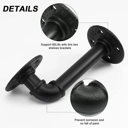 Replacement Heavy Duty Floating Shelf Brackets Black Coated Metal Cast Iron Shelves Brackets Wall Mount Wall Shelf Support