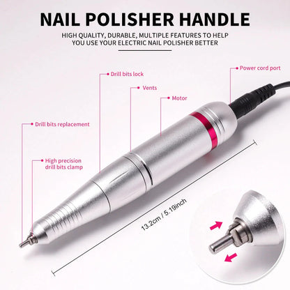 45000RPM Nail Drill Machine Professional Nail Lathe with Large LCD Screen Smart Electric Manicure Polisher Nail Art Tools