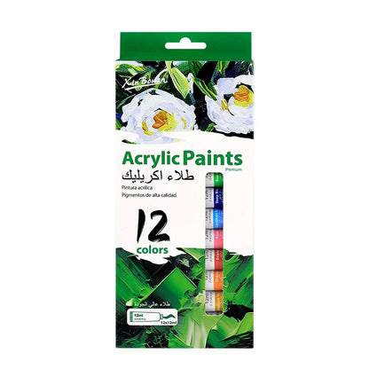 12Color Acrylic Paint Set 12ml Tubes Waterproof Art Supplies for Beginner Artists DIY Painting on Canvas Wall Art Craft Projects