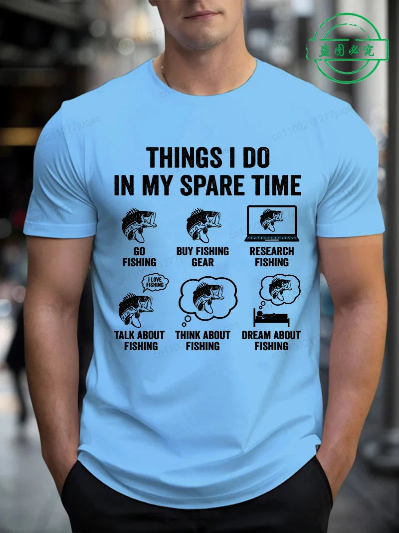 T-Shirts for Men Fishing Meme Punny Pun Dad Joke Meme Fisherman Gift Shirts Tees Short Sleeve Men's Clothing