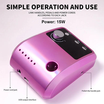 45000RPM Nail Drill Machine Professional Nail Lathe with Large LCD Screen Smart Electric Manicure Polisher Nail Art Tools