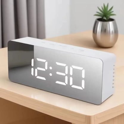 1Pc White Digital Clock LED Mirror Table Clock Snooze Display Time Night Light Desktop USB Alarm Clock Home Decor Desk Clock