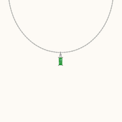 Sage Green Rectangle Gem Necklace