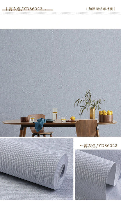 Modern Nordic Linen Textured Wallpaper – Eco-Friendly Non-Woven Solid Color Wall Covering