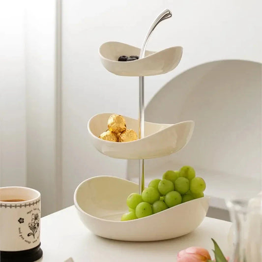 Fruit Plate Home Living Room Coffee Table Ornaments Candy Dish Placed Snack Tray Multi-layer High-grade Fruit Plate