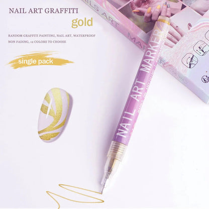 Nail Art Graffiti Pen Nail Acrylic Paint Pen Waterproof Painting Lines Pencil DIY Drawing Abstract Design Nail Accessories