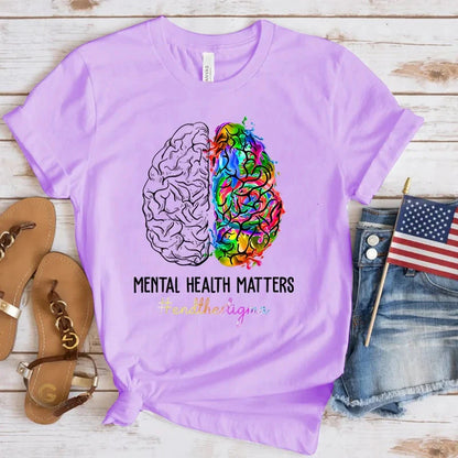 Fashion Women T Shirts Mental Health Awareness Mental Health Matters Print Funny Short Sleeve T-Shirt Lady Casual Summer Shirt