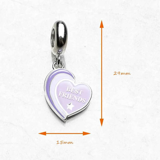 BEST FRIENDS Dangle Charm Pendant Classic 925 Sterling Silver Lucky Gift for Women Men