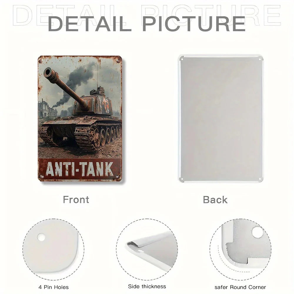 Vintage German Tiger Tank Aluminum Metal Sign - Rustic Wall Art for Home, Bar, Cafe, Garage - 8x12 Inch Gift for Military Fans