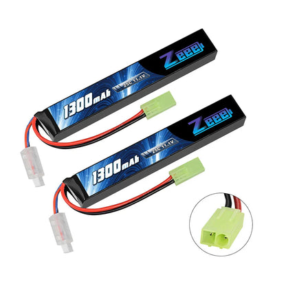 Zeee Airsoft Battery 3S 11.1V 25C 1300mAh Stick Battery with Mini Tamiya Plug for Airsoft Guns Rifle AK47 Lipo Battery Parts