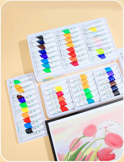 Acrylic Paint Set 12/18/24/36 Colors 12ml Tubes Non-Toxic Waterproof Art Craft Paints for Artists Kids Beginners School Supplies