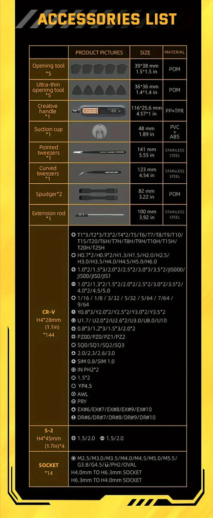 180 in 1 Precision Manual  Multifunctional Screwdriver Set Magnetic Phillips Bits Mobile iPhone & PC & Glasses Repair Tool Gift