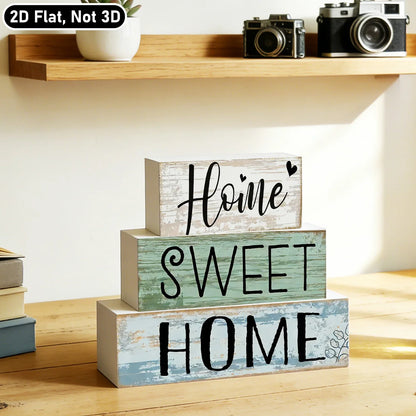 PVC Farmhouse Tabletop Plaques & Signs, Rustic Home Tiered Tray Decor, Table Ornament for Kitchen Shelf, Home Sweet Home Sign