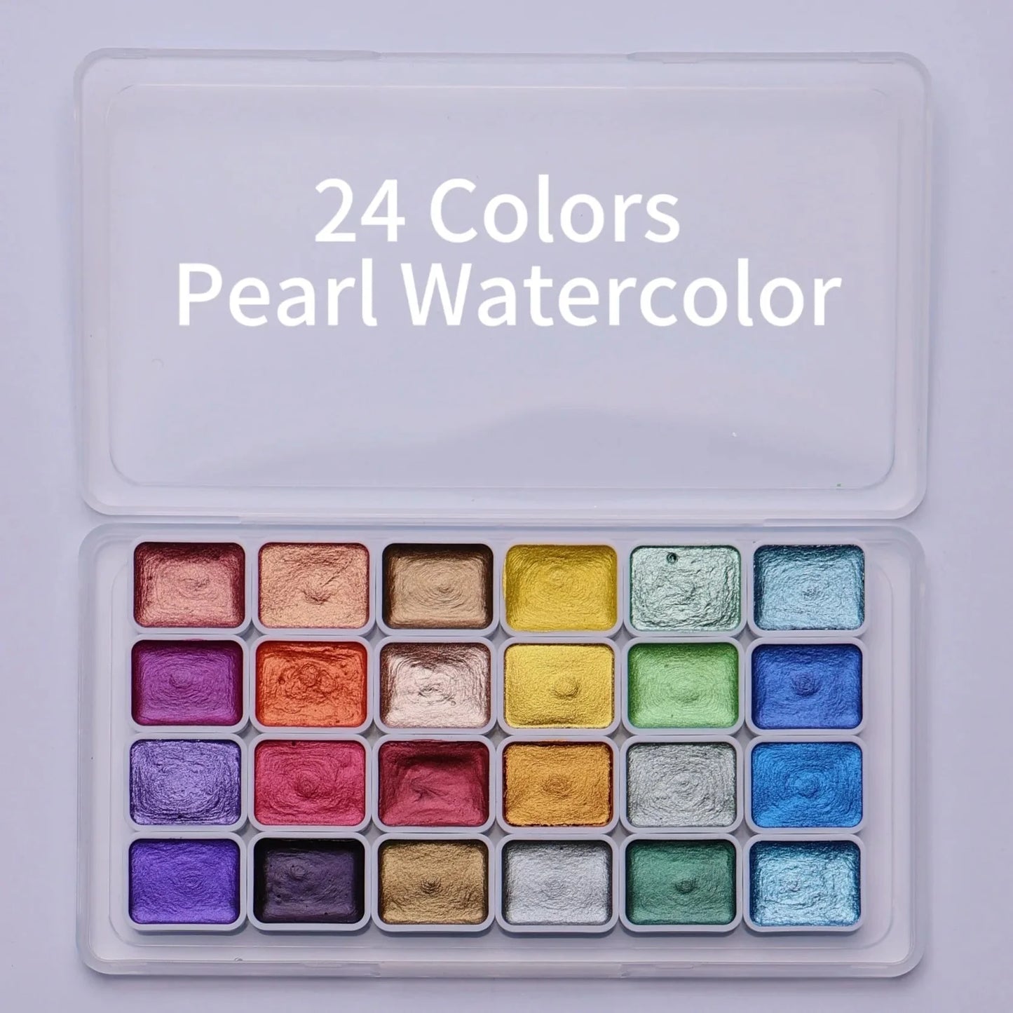 20/24/60/72 Colors Pearl Watercolor Pigment,Metallic,Shimmer,Glitter Solid Paint Mini Travel Portable Kit for Painting,Writing