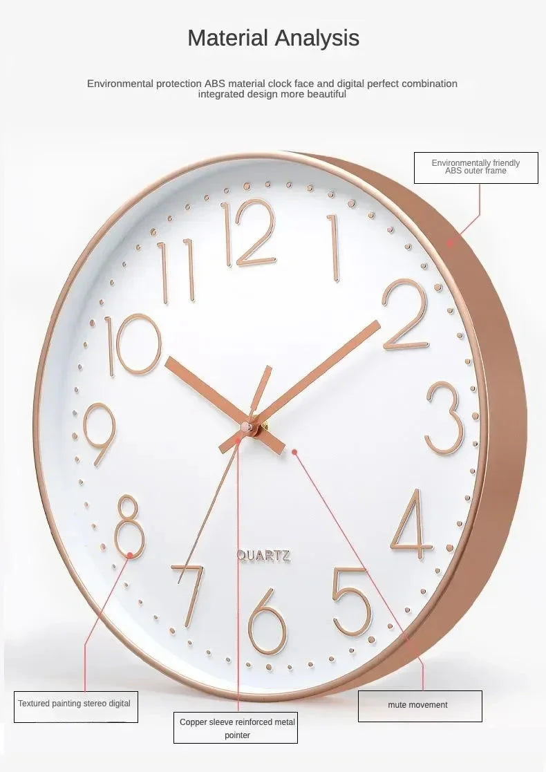 8 Inch Easy To Read Wall Clock Classic Elegant Modern Silent Quartz Clocks for Living Room Bedroom Office Study