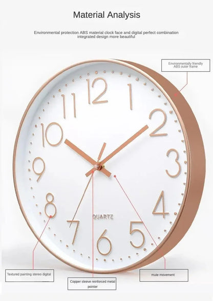 8 Inch Easy To Read Wall Clock Classic Elegant Modern Silent Quartz Clocks for Living Room Bedroom Office Study