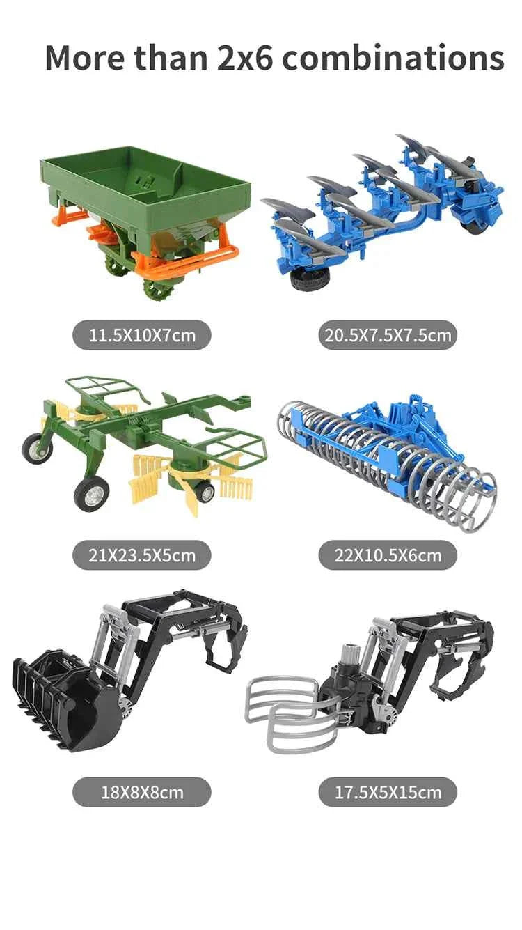 RC Farm Tractors Car 1/24 Radio Controlled Cars and Trucks 2.4G with Light Simulated Engineering Truck Model Toys for Children