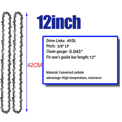 12 Inch Chainsaw Chain 3/8" LP Pitch .043'' Gauge 45 Drive Links Fits For DeWalt DCCS620P1 Ryobi, Craftsman, Makita and More