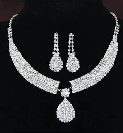 Luxurious Wedding Jewelry Sets for Bridal Bridesmaid Jewelery Drop Earring Necklace Austria Crystal Wholesale Gift