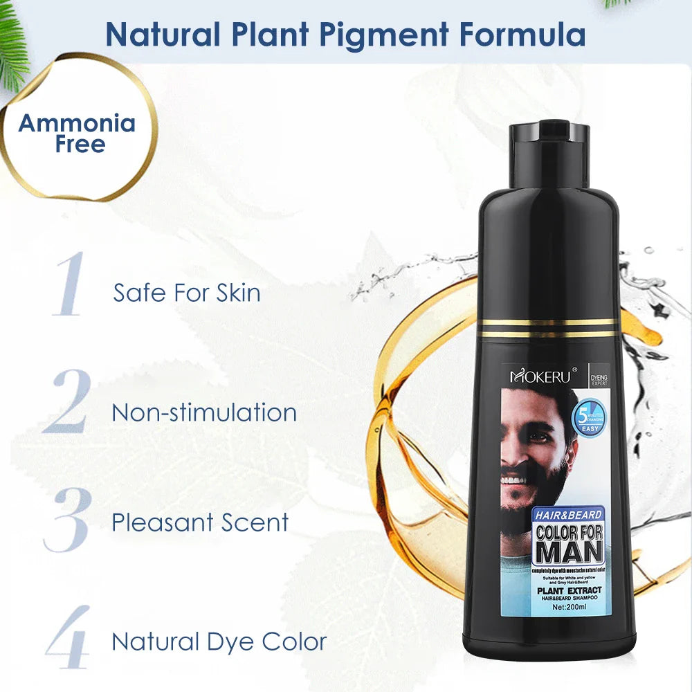 Natural Permanent Beard Dye Shampoo Repair White Grey Hair Removal Instant Mustache Dying Blacking Fast Beard Coloring for Men