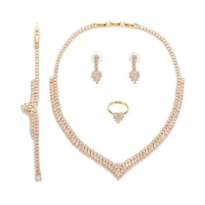 Jewelry Set HADIYANA Gorgeous Women Wedding Got Engaged Party Bridal Necklace Earrings Ring And Bracelet Set BN7840 Accessories