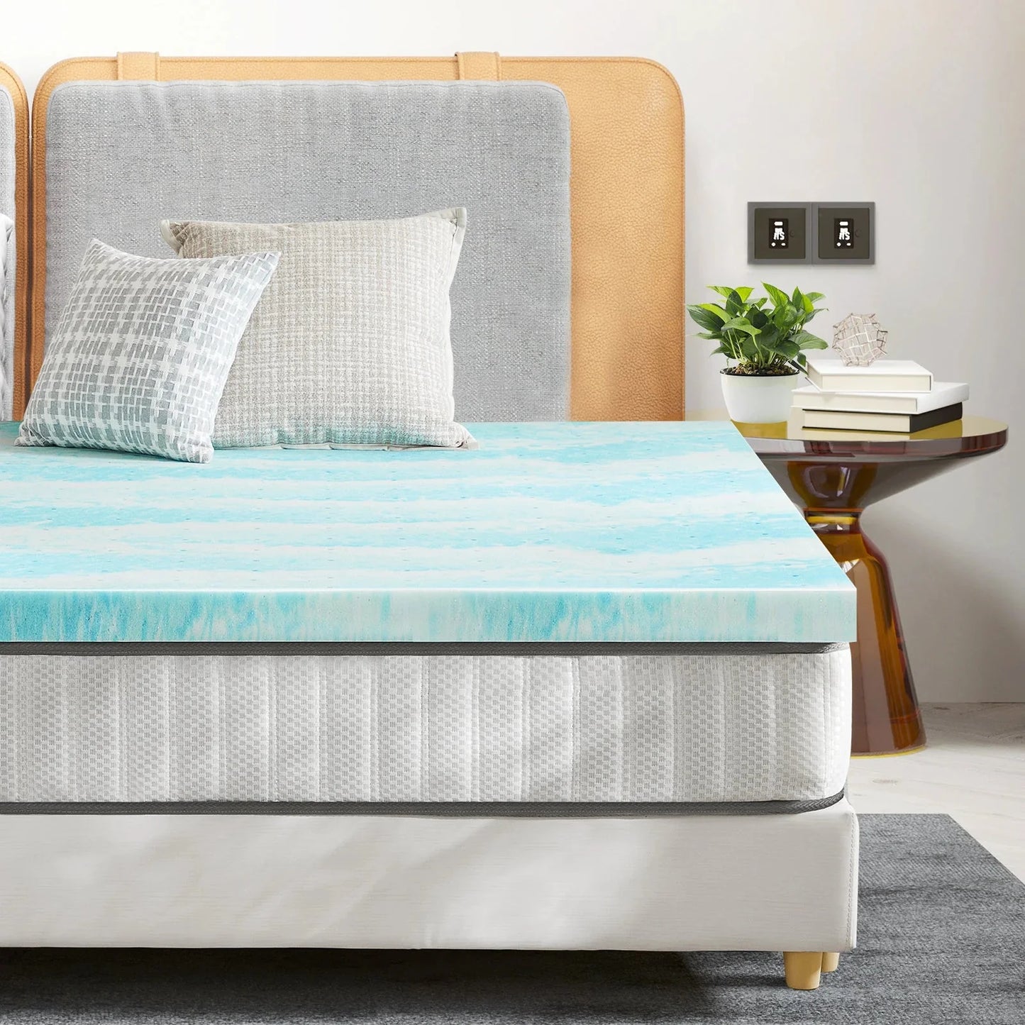 JHK 2 Inch Gel Memory Foam Mattress Topper Full Size Cooling Mattress Soft and Breathable Bed Topper School Bedroom Furniture