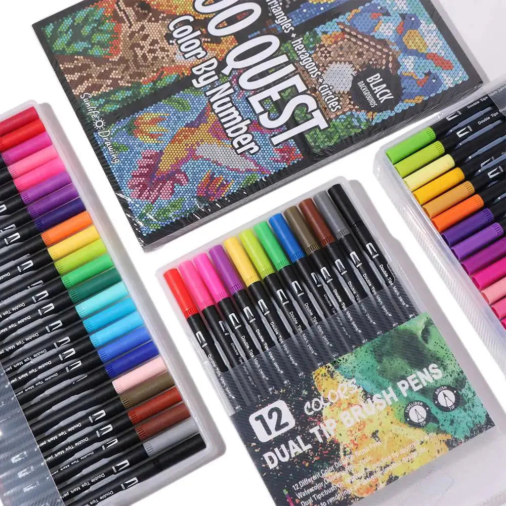 Cartoon Activity Color Painting Book Educational DIY Double-Sided Watercolor Pencil Hand Painted Quick-drying