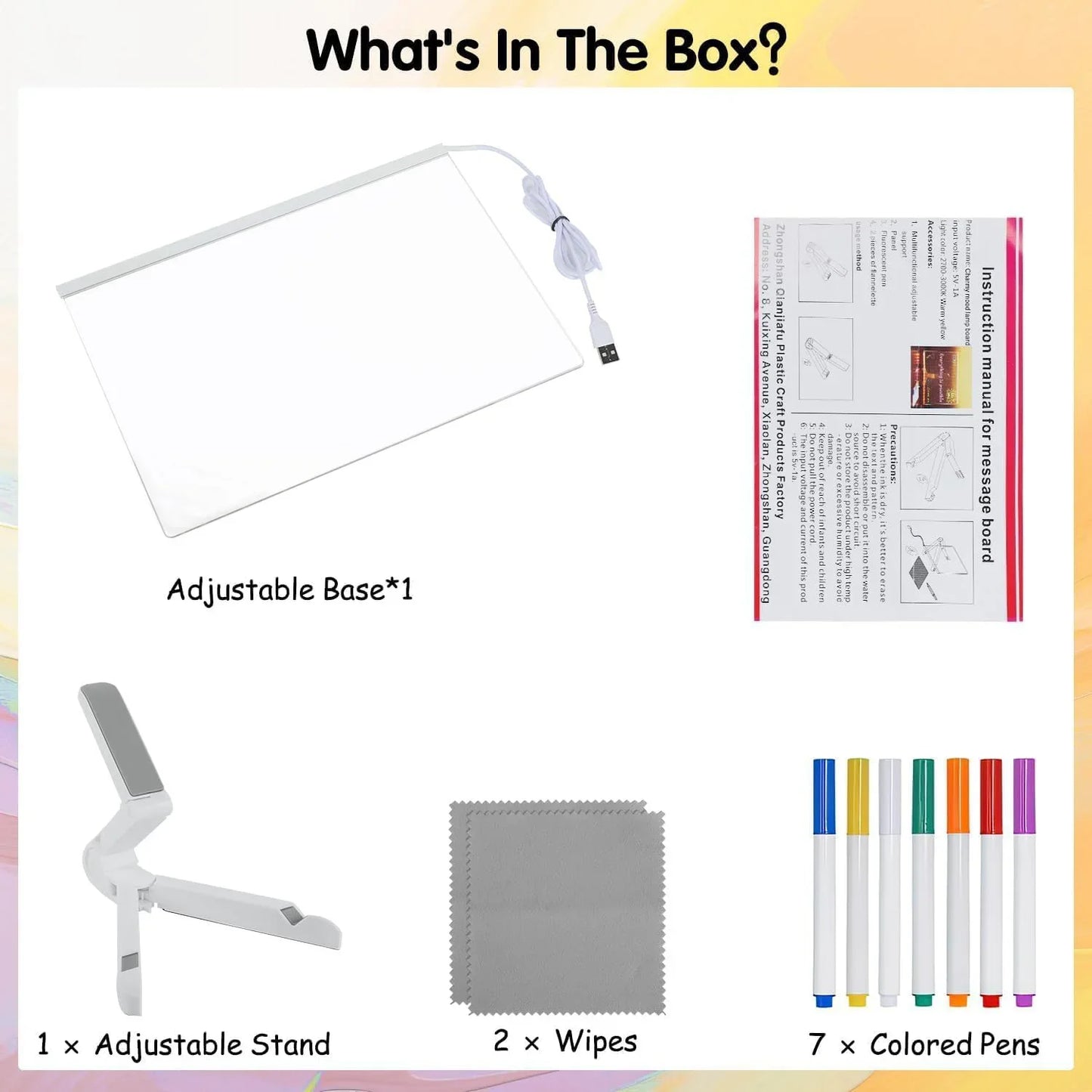 LED Note Board With Night Light 7 Colors Pen Acrylic Message Board DIY Children‘s Illuminated Drawing Board Kids Birthday Gift