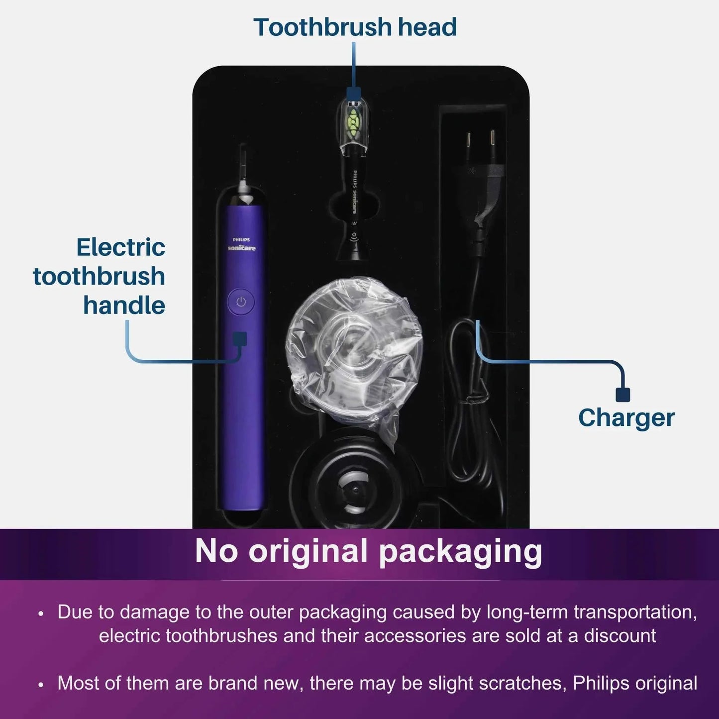 Philips Sonicare Diamond Clean HX9352 HX93 Electric Toothbrush Handle, No Original Packaging,Equipped with W brush head