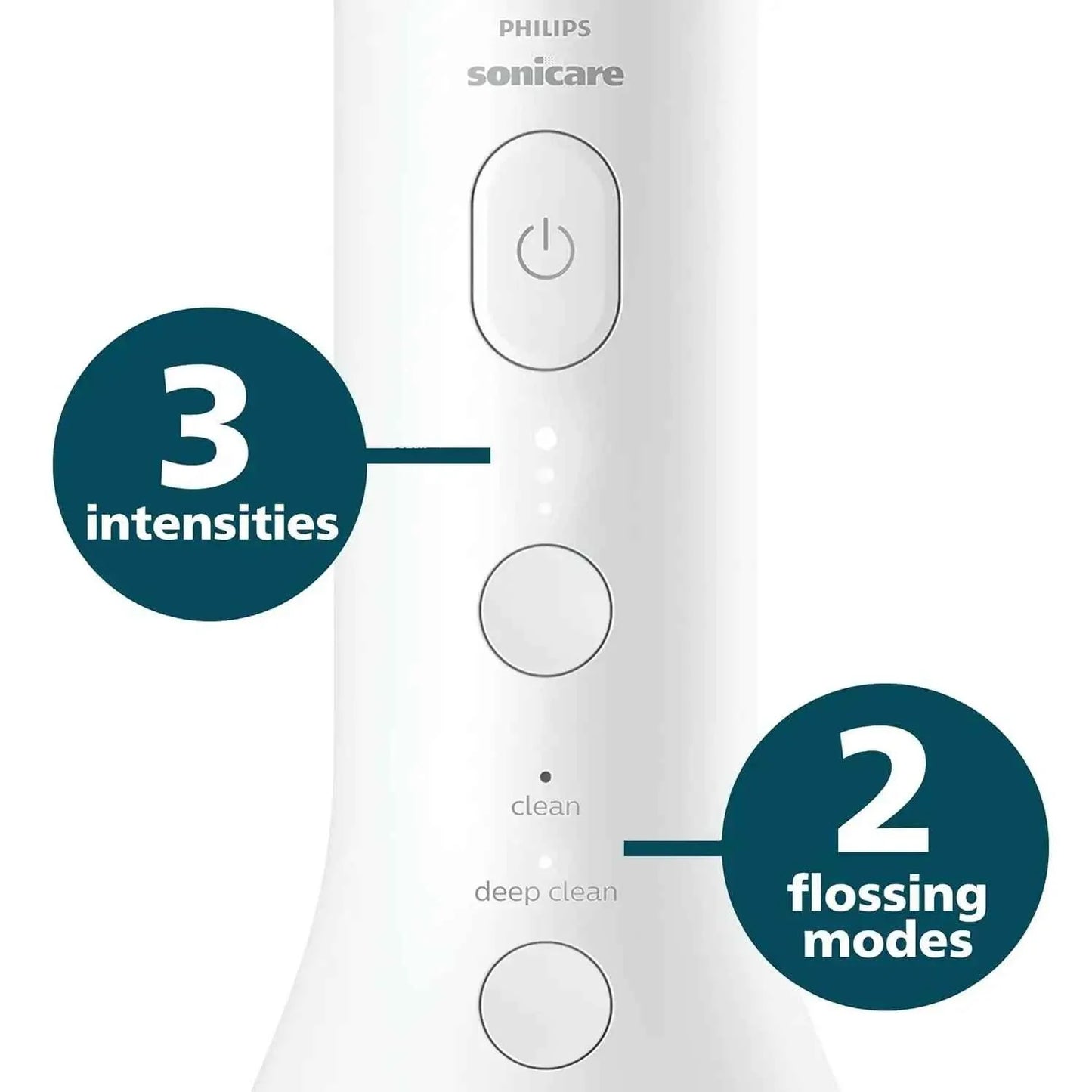Philips Sonicare 2000 series tooth flosser HX3826, 250 ml water container, USB-C cable, 3 strengths, 360° rotation