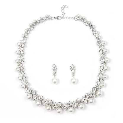 New pearl gemstone jewellery woman necklace set for women jewelry sets light luxury Women's earrings lock bone chain alloy