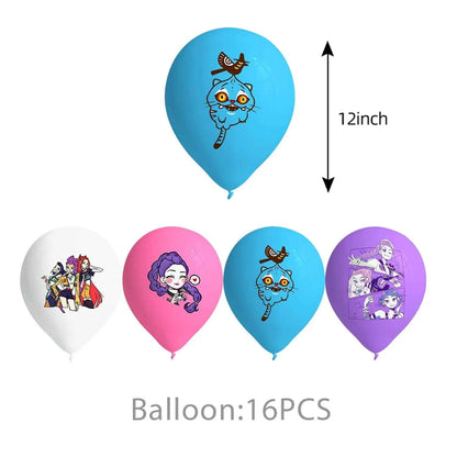 K-Pop Demon Hunters Birthday Decorations Girls Birthday Party Tableware Balloons Set Cup Plates Girls Favor Kpop Warriors Supply