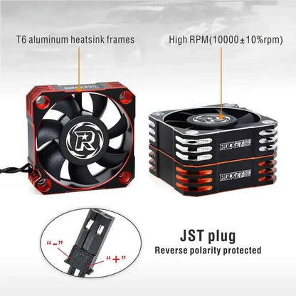 ROCKET-RC 25/30/35/40/50mm V2 Metal Cooling Fan 32000/28000/21000/16000/10000RPM for 1/8 1/10 1/12 RC Car 540/550/3650 Motor ESC