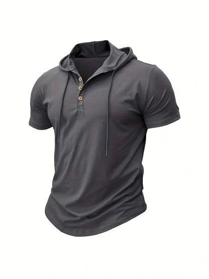 Men's T Shirt Summer Slim Fitness Hooded Short-Sleeved Tees Male Lightweight Hoodie Fitness Breathable Sports Tops