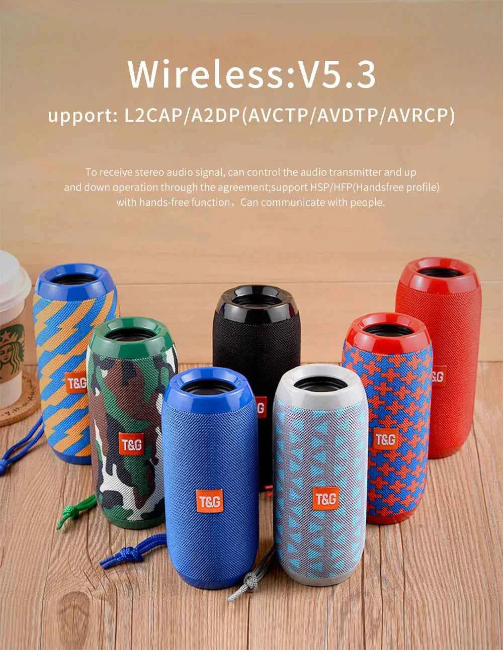 Bluetooth Speaker T&G TG117 Portable TWS Sound Box Waterproof Loudspeaker Outdoor Stereo Surround Speakers Support TF FM Radio