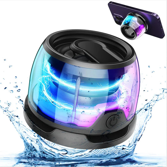 Magnetic Portable Bluetooth Speaker Mini Sound Box HiFi Stereo Soundbar Wireless Loudspeaker with LED Color Light Phone Holder