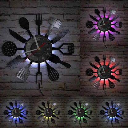 The Kitchen The Heart Of The Home Inspired Vinyl Record Clock Modern Design Vinyl Wall Watch Kitchen Decor Noiseless Timepieces