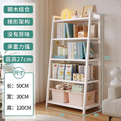 Household Multi-layer Wrought Iron Shelves Ins Wind Simple Floor Storage Display Cabinet Trapezoidal Shelf Bookshelf