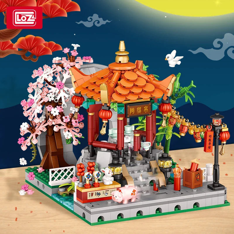 LOZ 1923 Street View Lantern Festival Pavilion Building Block Set
