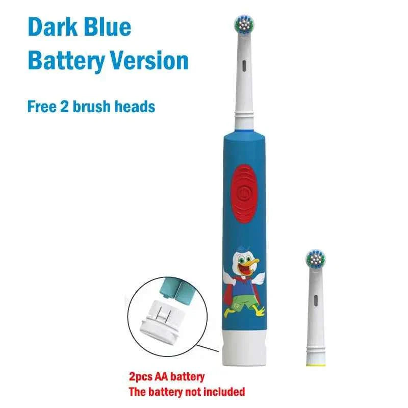 Kids Electric Toothbrush Colorful Cartoon Soft Bristle Rounded Vibrate Heads Teeth Brush Gum Care Battery Power 3-15 Years Old
