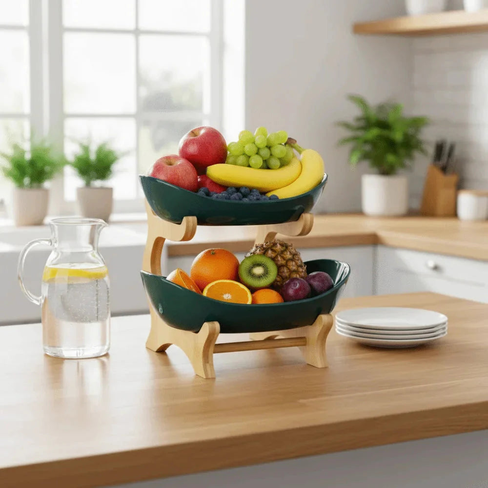 Snack Plates Plastic Material Fruit Plate Creative Design 2 Layer Candy Dish Modern Style Salad Bowl Snack Dish Living Room