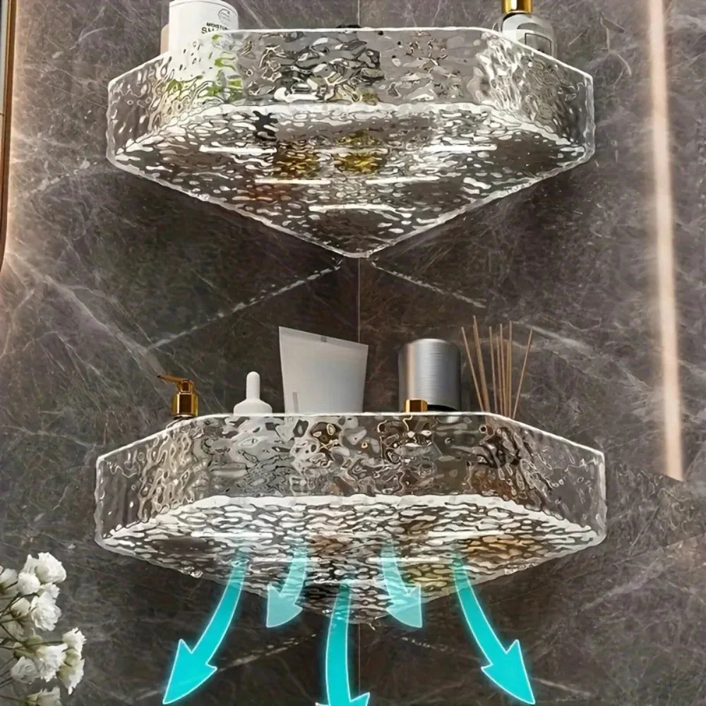 Wall Mount Corner Shelf Glacier Design Clear Bathroom Shelf for Shampoo Soap Storage Organizer Shower Caddy Bathroom Accessories