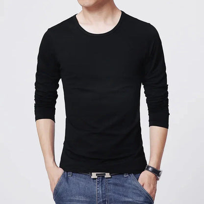 2026 MRMT Brand New Men's T-Shirts Long Sleeve Slim Men T-Shirt Young Man Pure Color Tops Tees Shirt O-Neck For Male Boys Tshirt