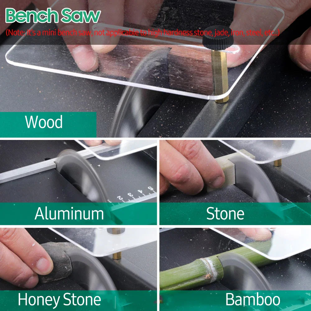 200W Circular Table Saw Mini Bench Saw and Belt Sander Variable Speed 30mm Cutting Depth for Wood Plastic Stone Metal Knife